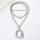 Geometric Hollow Square Pendant Necklace
