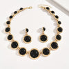 Geometric Black Stone Necklace & Earrings Set