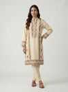 Beige Block Print Kurta Set
