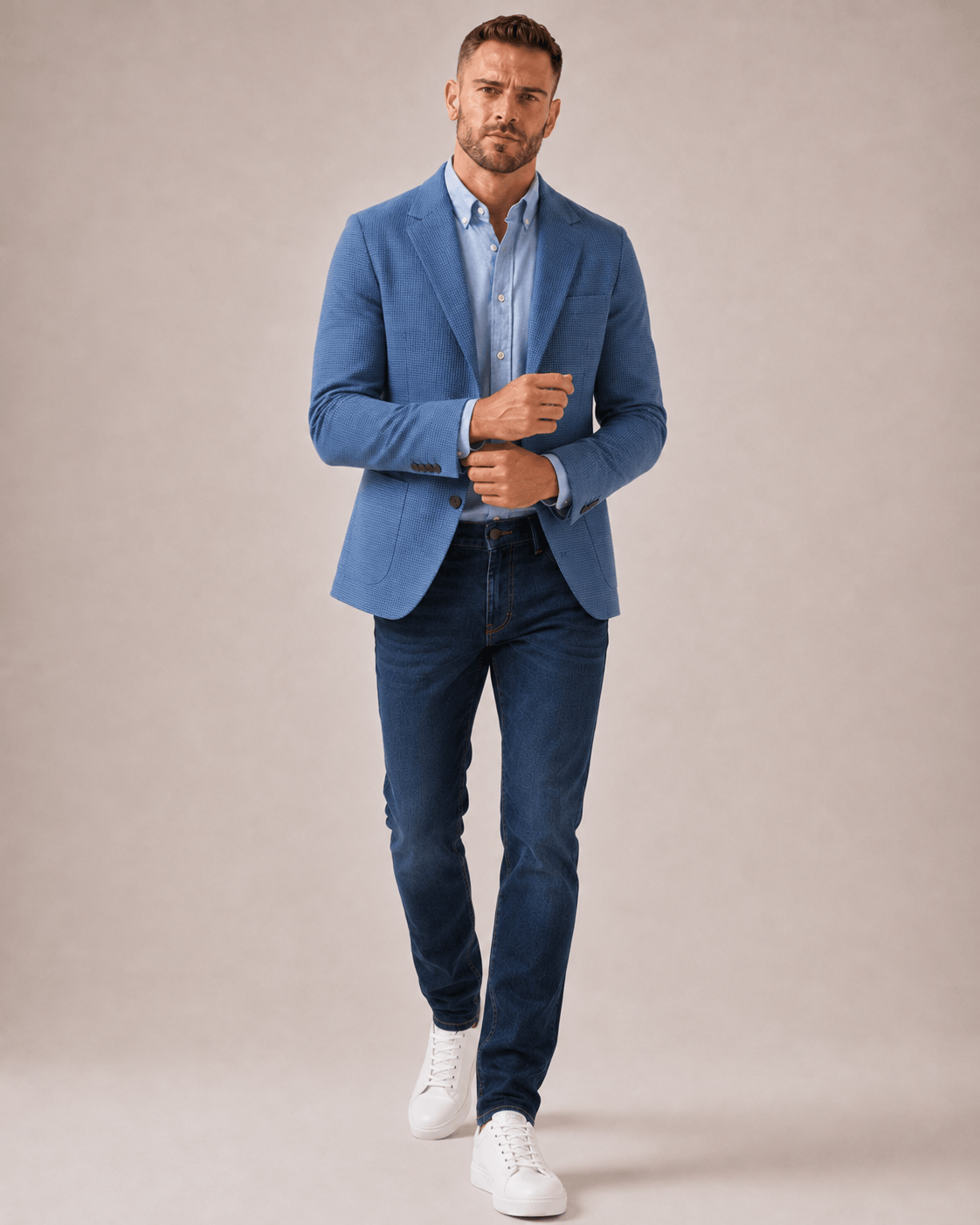 Indigo Blue Men's Handloom Mini Checkered Blazer