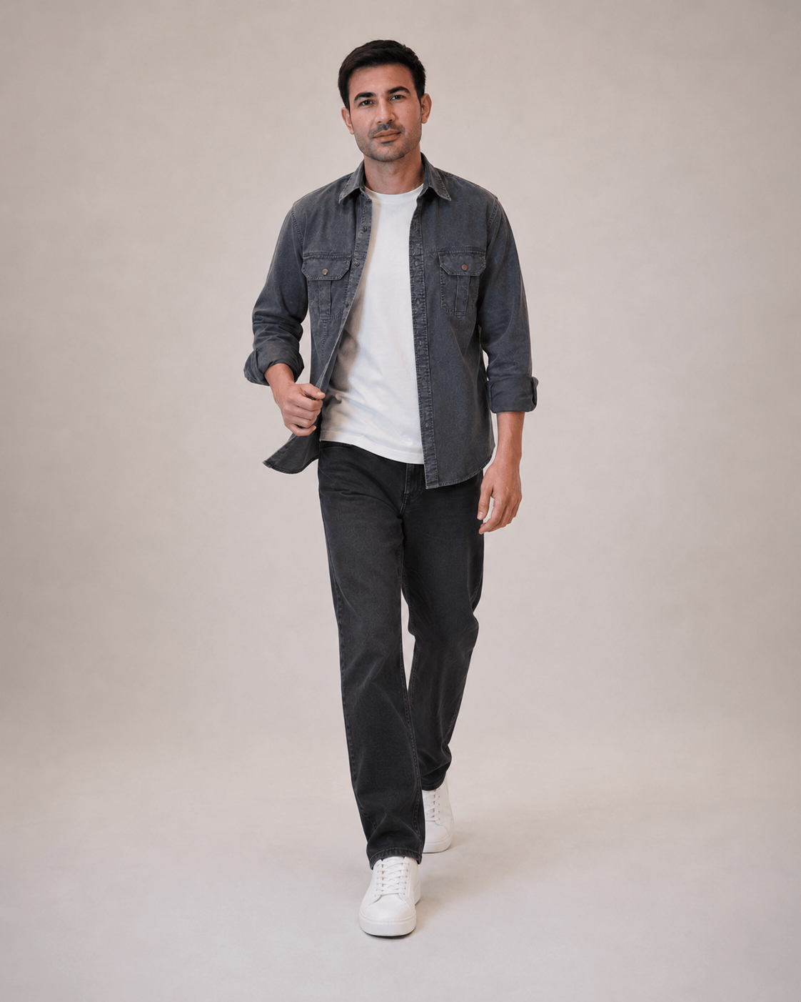 Men's Paper Cotton Carbon Wash Overshirt