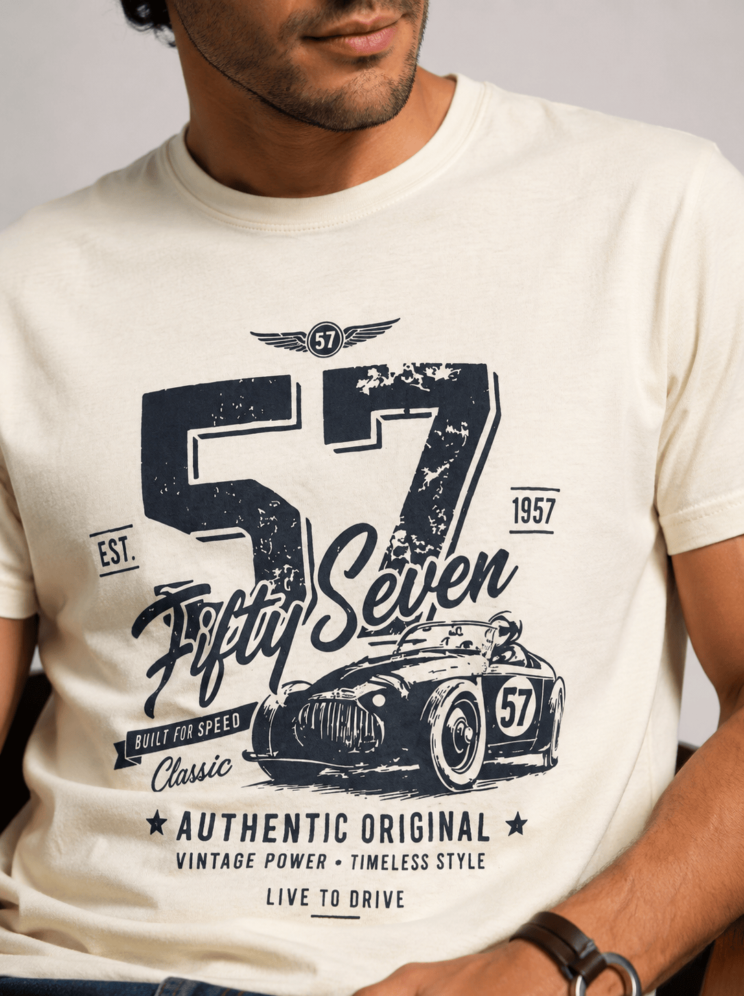 Men’s Vintage Racing Graphic Cotton T-Shirt