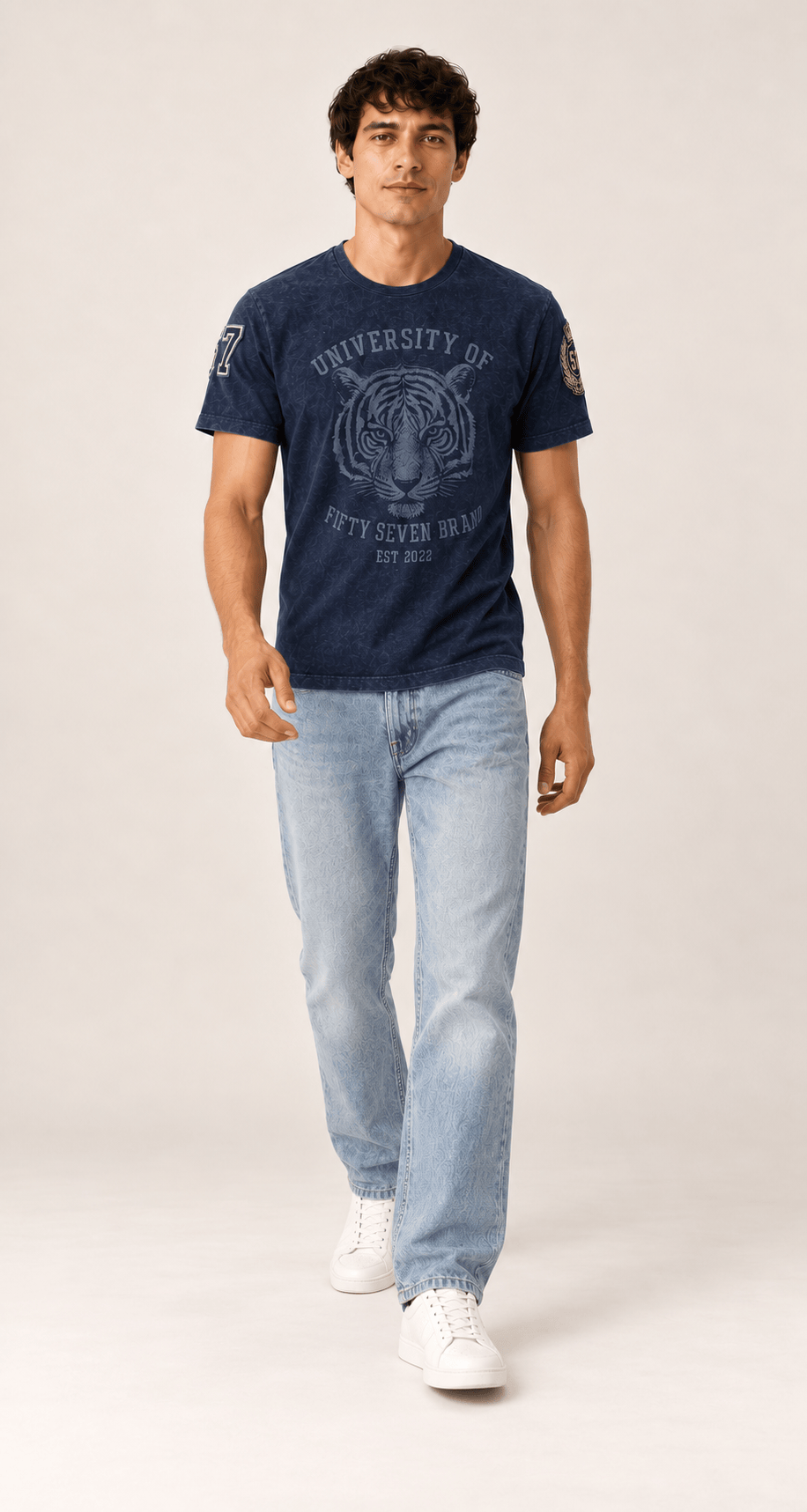 Men's 100% cotton True Denim Collegiate Tiger Tee