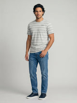 Heather Grey Stripe College Tee