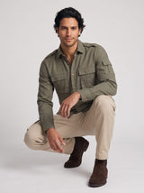 Men's Olive MilitaryCargo Shirt