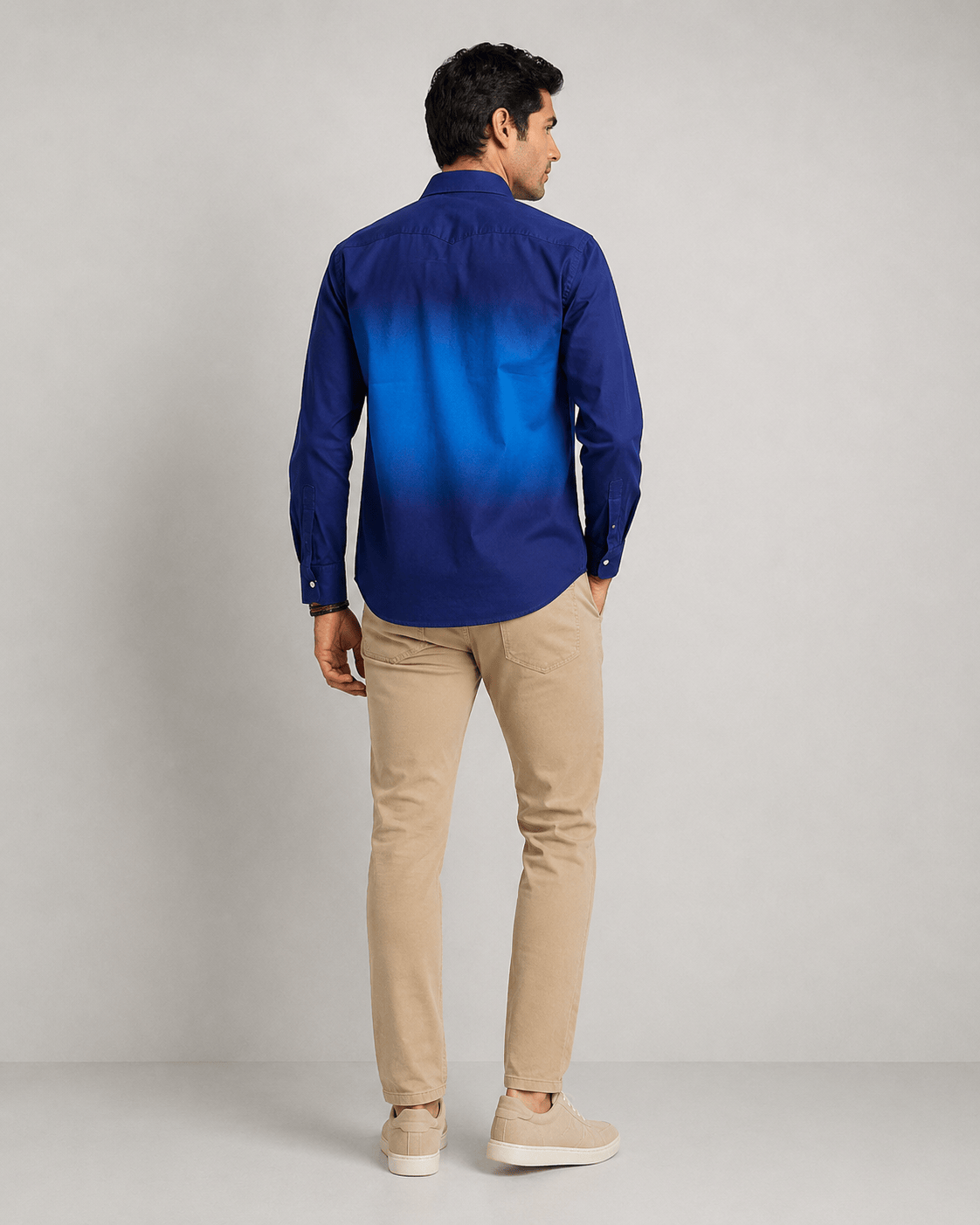 Men's Ocean Blue Cotton Ombre Shirt