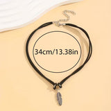 Vintage Feather Pendant Choker Necklace