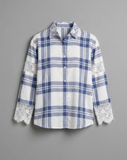 Lace Panel Checked Shirt