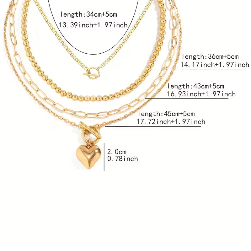 Retro Heart Bead OT Necklace Set
