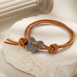 Bohemian Double-Layer Heart Leather Bracelet
