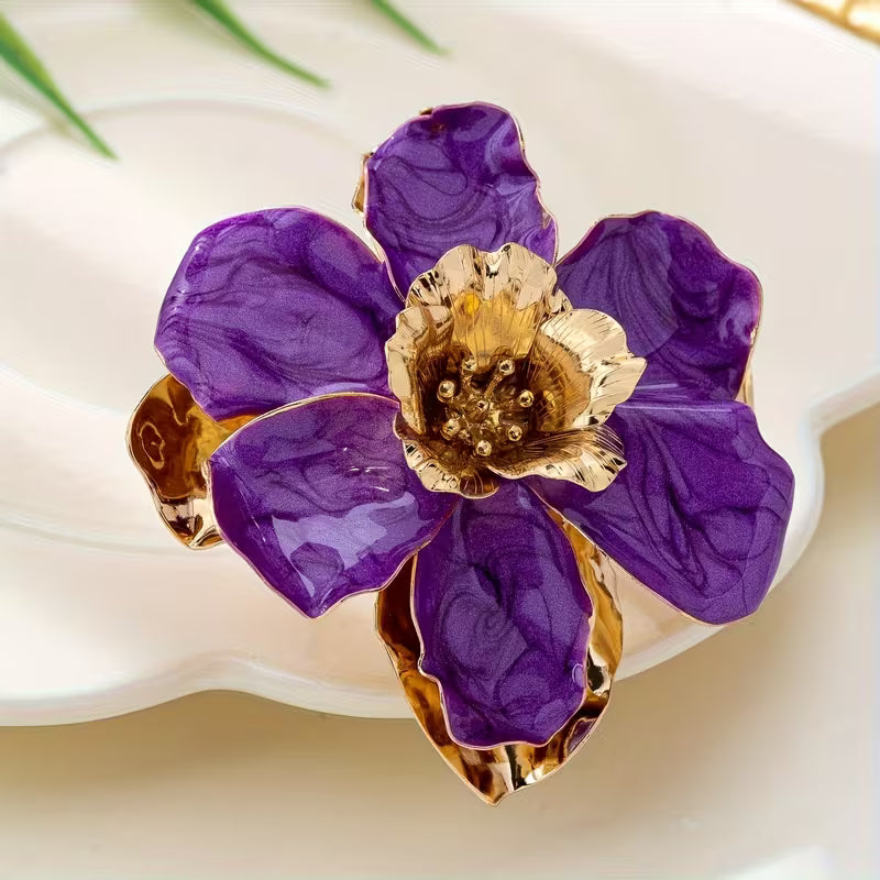 Minimal Floral Oil Drop Ring