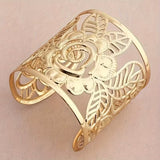 Hollow Rose Flower Open Bracelet