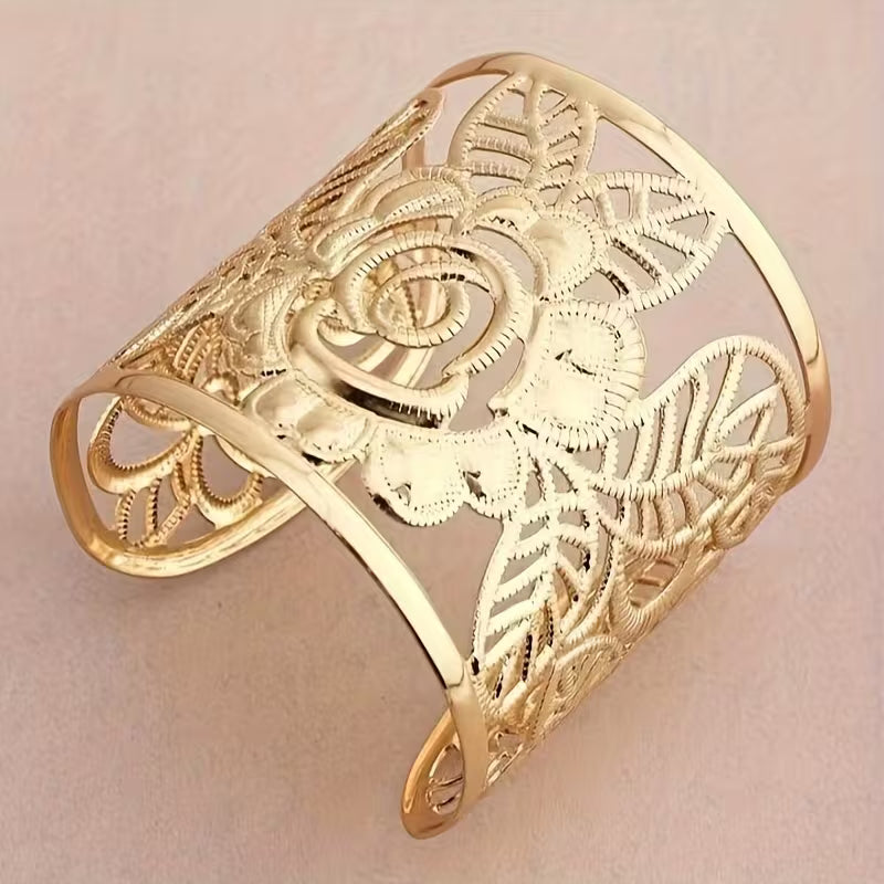Hollow Rose Flower Open Bracelet