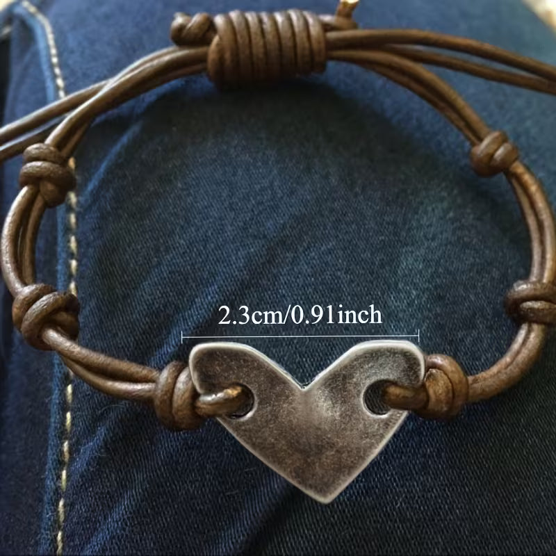 Vintage Bohemian Heart Leather Bracelet