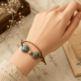 Handmade Bohemian Ceramic Heart Adjustable Bracelet β Blue Heart Bead