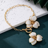 Handmade White Floral Double-Layer Anklet
