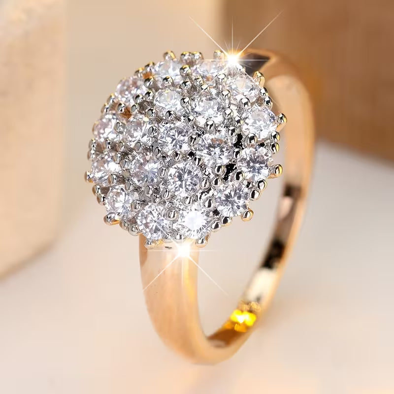 Elegant Sparkling Sphere Statement Ring