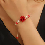 Handmade Bohemian Rose Beaded Bracelet
