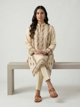 Beige Block Print Kurta Set