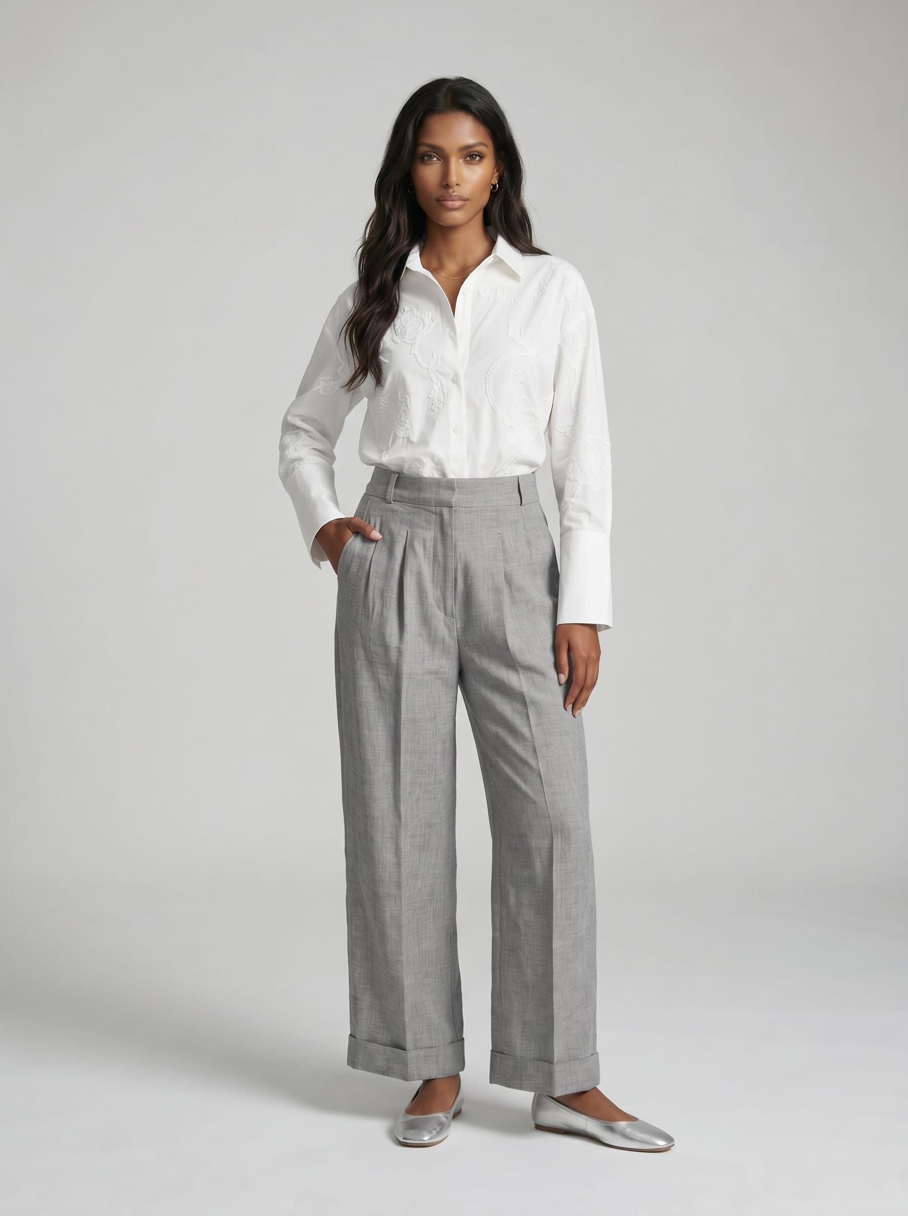 Embroidered White Cotton Shirt