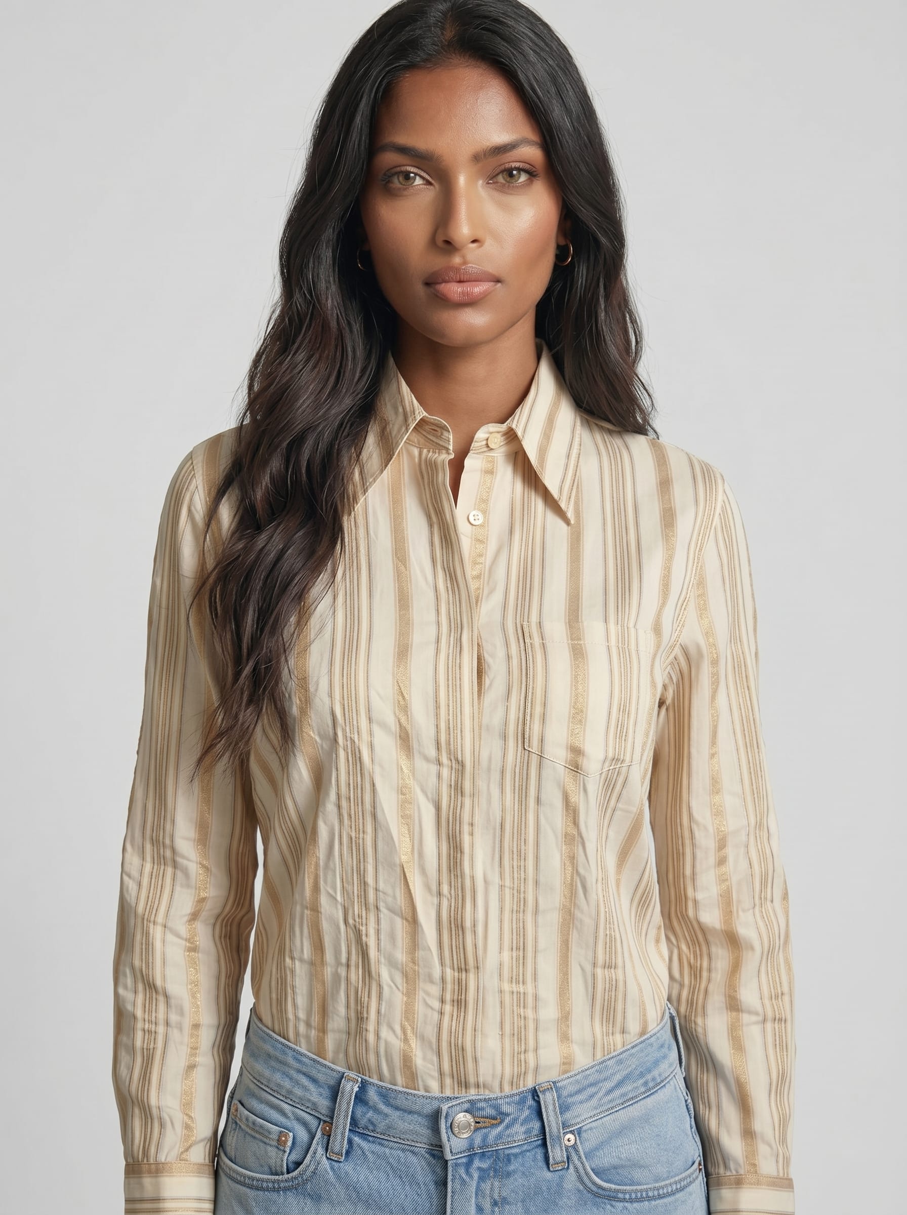 Beige Striped Shirt
