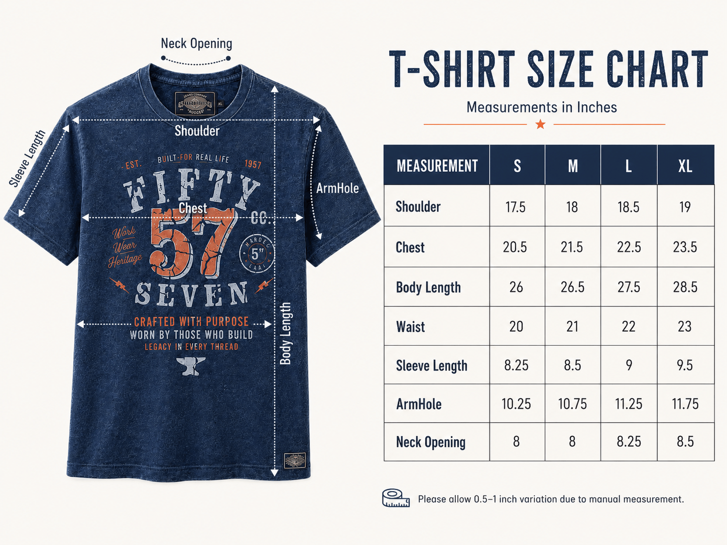 Men’s True Indigo 100% Cotton T-Shirt