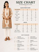 Beige Block-Print Kurti Set