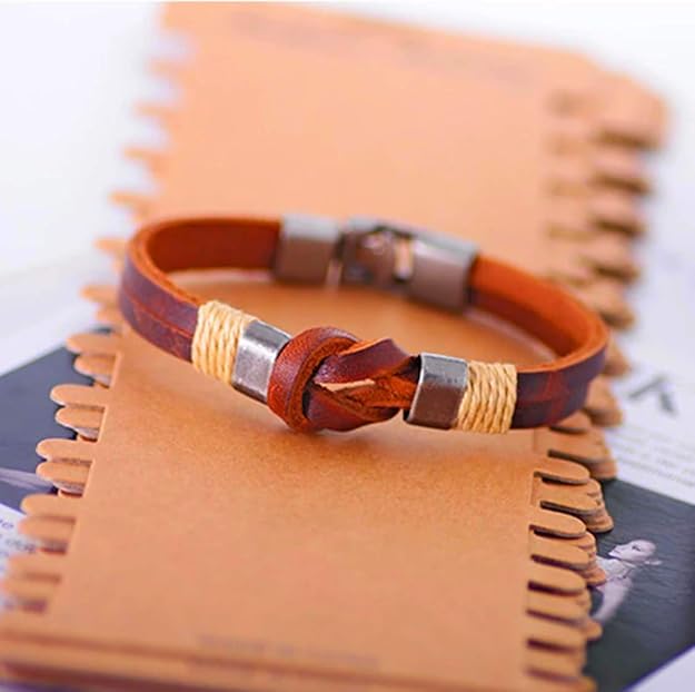 Men's Antique Copper Leather Bracelet