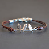 Bohemian Bird & Flower Leather Bracelet
