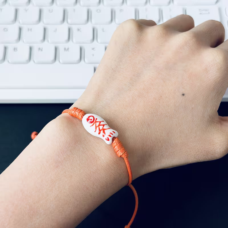 Hand-Painted Ceramic Fishbone Bracelet