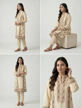 Beige Block Print Kurta Set