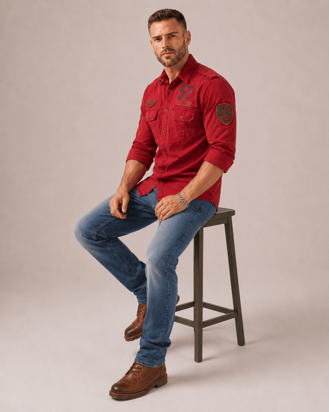 57brand Aviator Blood-Red Twill Shirt