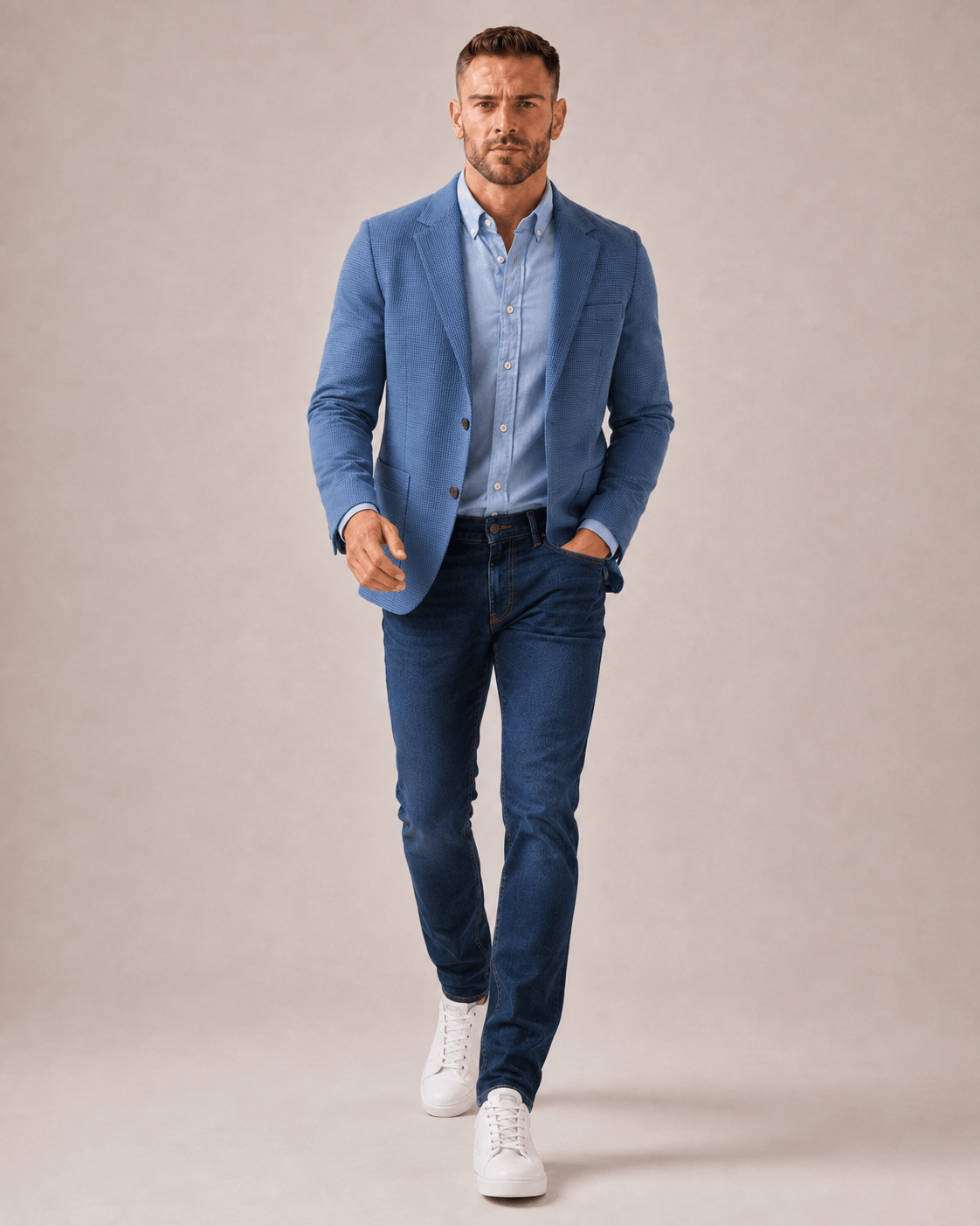 Indigo Blue Men's Handloom Mini Checkered Blazer