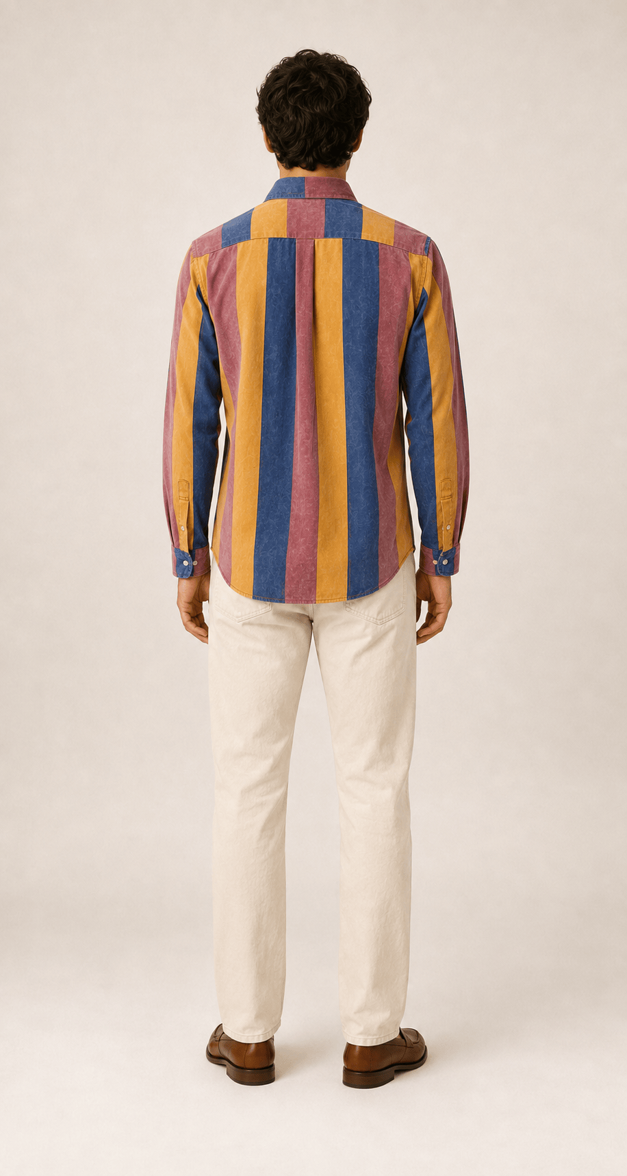 Retro 70's inspired vintage striped men's cotton shirt