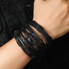 5-Piece Black Handwoven Men's Bracelet Set