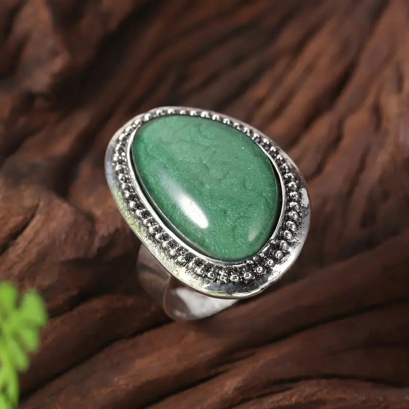 Vintage Geometric Resin Statement Ring