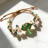 Handwoven Green Crystal Rose Bracelet