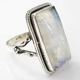 Vintage ring with silver plated moonstone