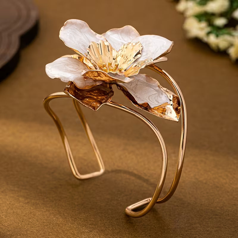 Floral Enamel Geometric Bangle
