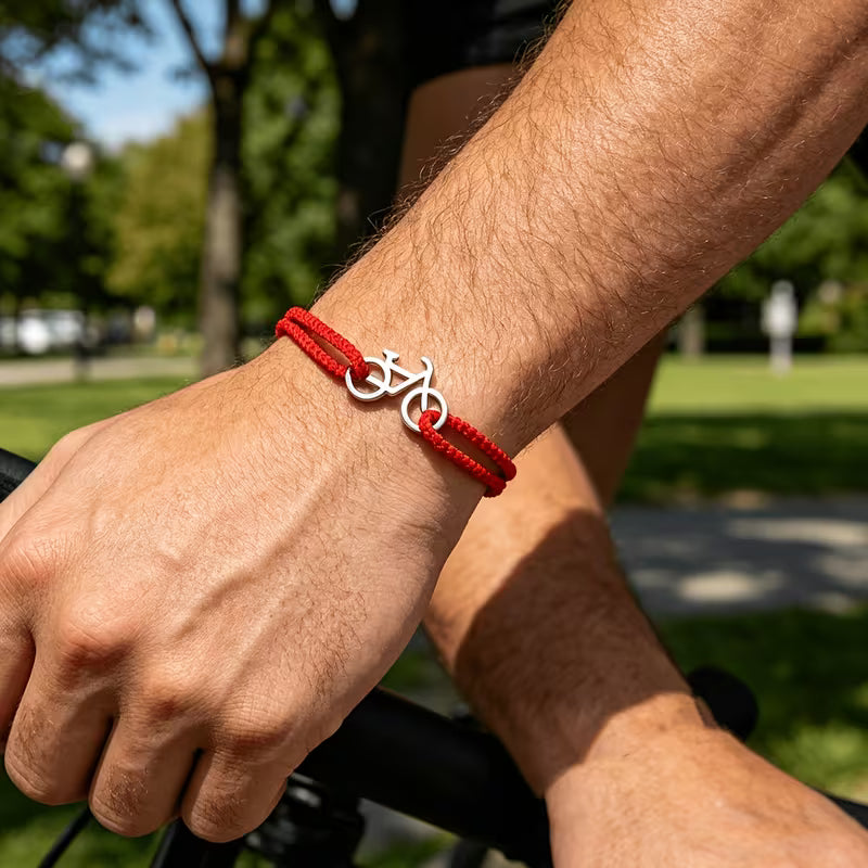 Men's Red Braided Charm Bracelet