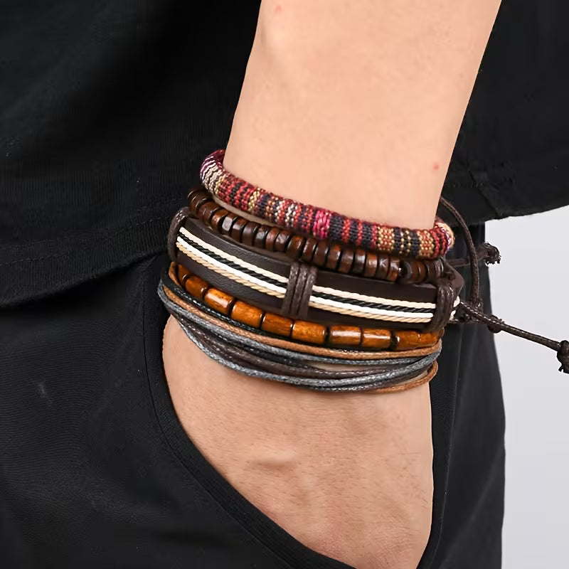 5PCS Ethnic Handwoven Boho Bracelet Set