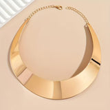 Elegant Gold Wide Choker Necklace