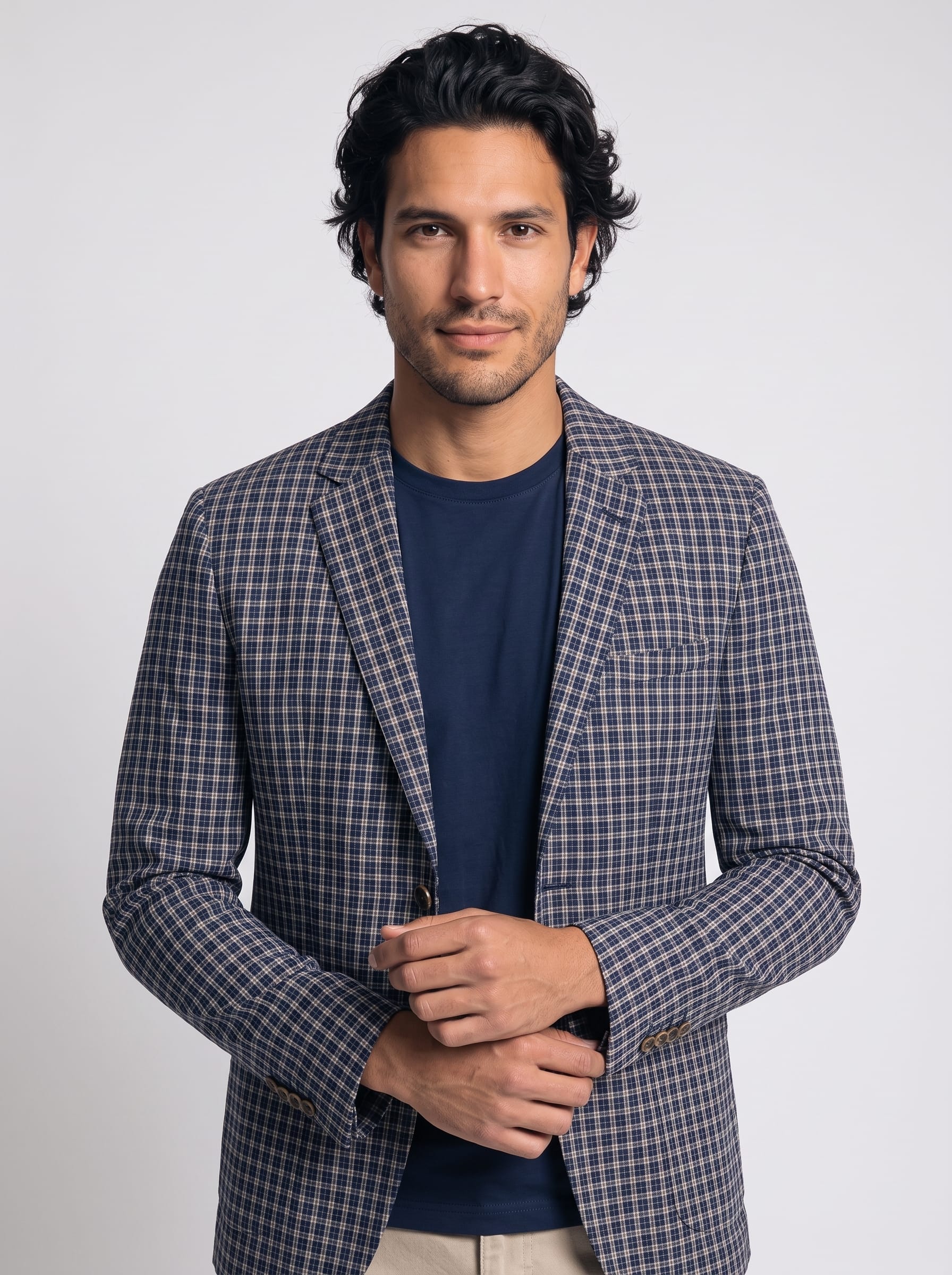 Men’s 100% Cotton Checkered Blazer