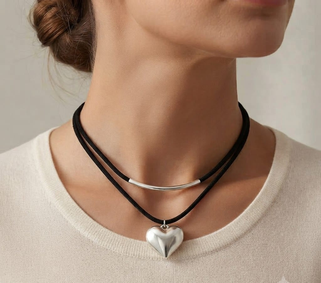 Double-Layer Heart Pendant Necklace