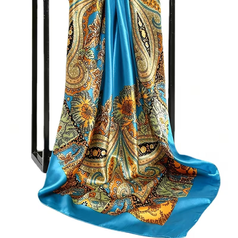 Lake Blue Paisley Square Scarf