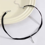 Minimalist Black Choker Pendant Necklace