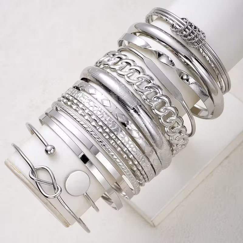 15-Piece Elegant Layered Bracelet Set