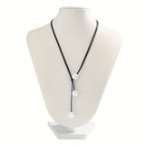 Geometric Pearl Tassel Pendant Necklace