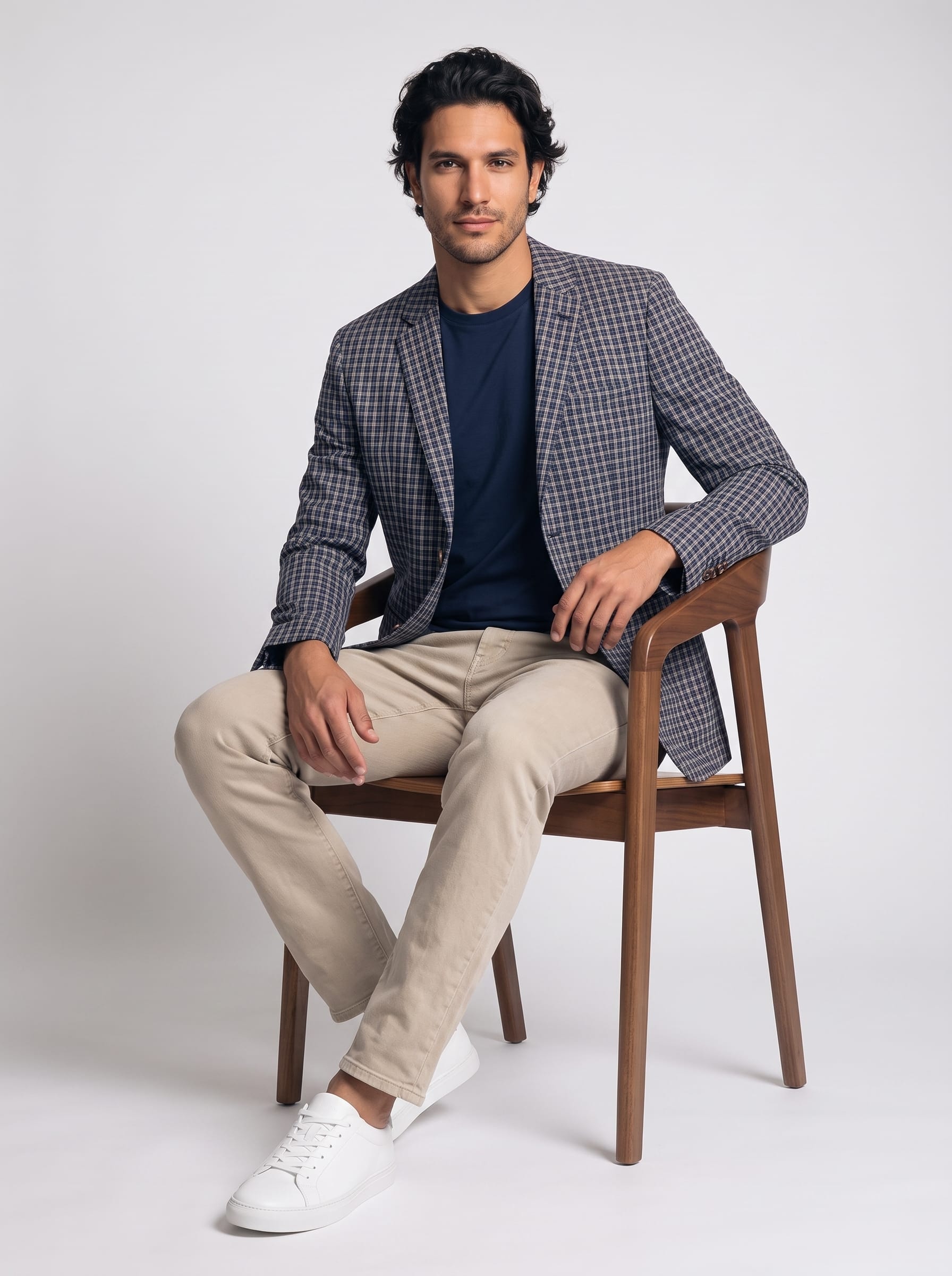 Men’s 100% Cotton Checkered Blazer