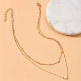 Double-Layer Heart Pendant Choker